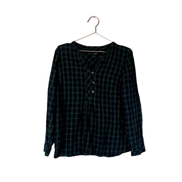 TALBOTS Plaid Checkered Long Sleeve Blouse Top Size large petite - Picture 2 of 9